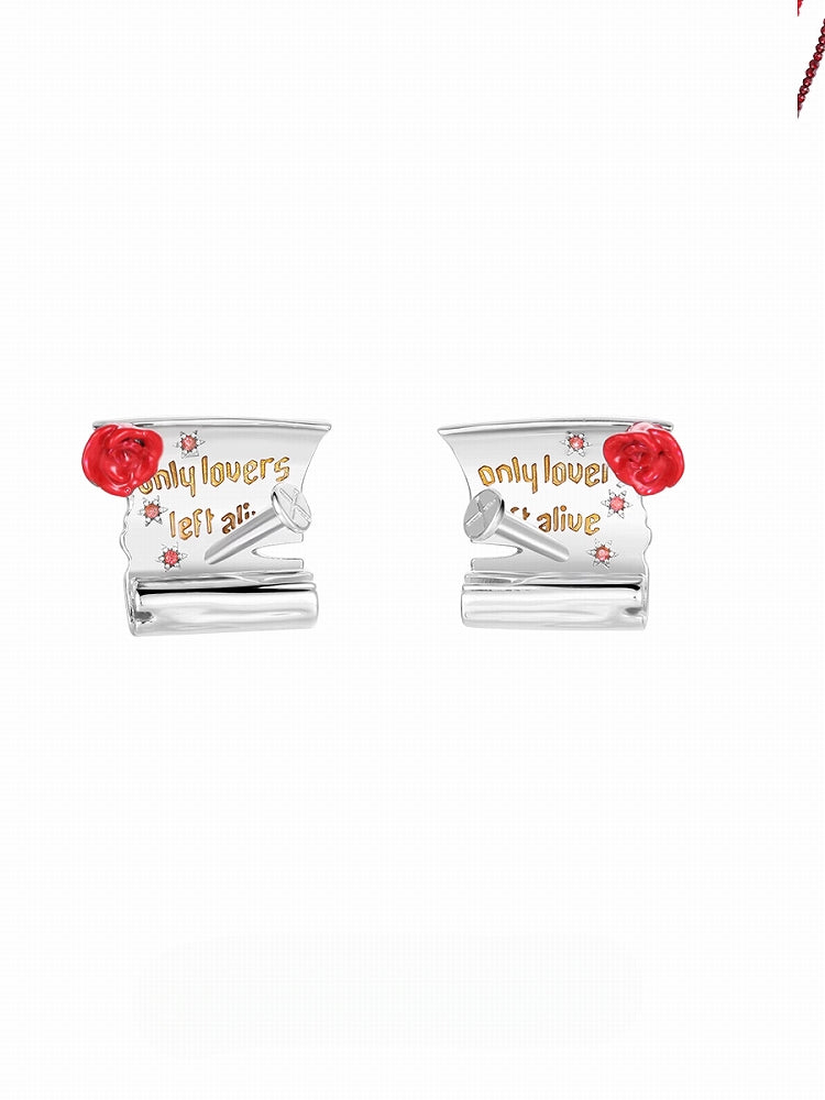 【OCTO VITA】Only Love Lives Forever Book Rose Earrings pg1332