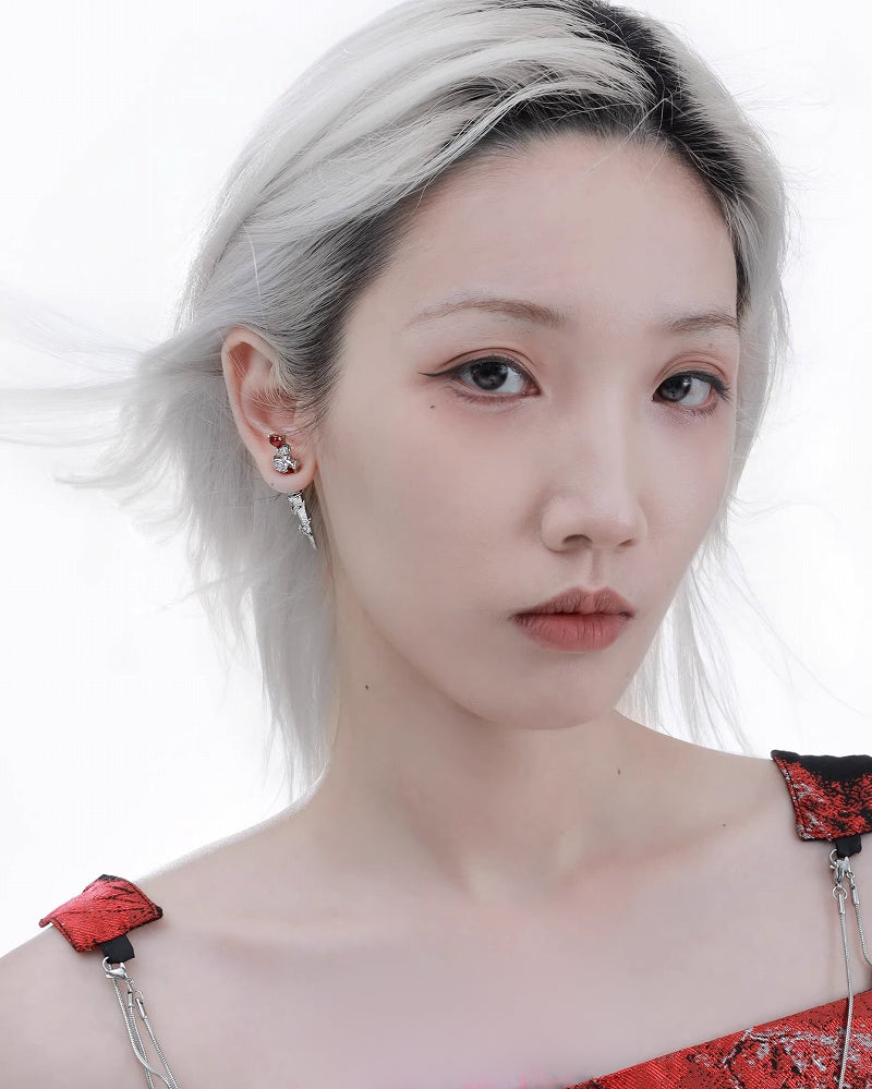 [1ST XULIE] Forbidden Rose Red Earrings pg826