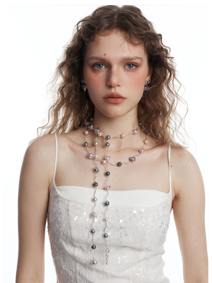 【OCTO VITA】Gray Rose Pearl 145cm Necklace pg2500