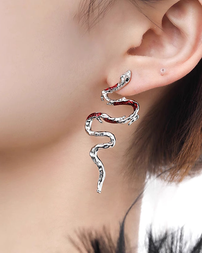 Red Snake Earrings 02