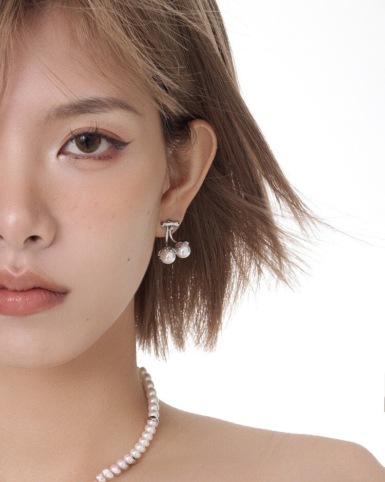 【SUMIYAKI】Pearl Cherry Fluid Earrings pg1345