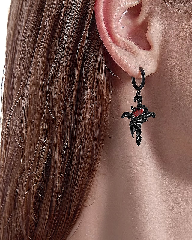 【MASW】Carnival Party Cross Devil Heart Earrings pg395