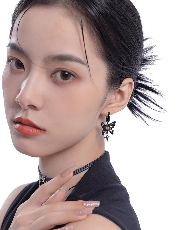 【MASW】Black & Pink Butterfly Earrings03 pg157