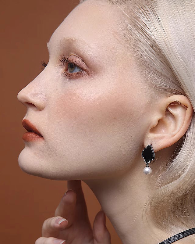 【Hard Candy】Lucky Cards Agate Pearl Earrings pg1139