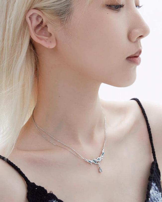 [1ST XULIE] Ice Century Double Layer Sea Necklace pg997