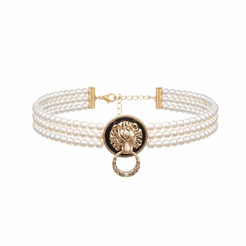 Suanni Lion Head Pearl Choker