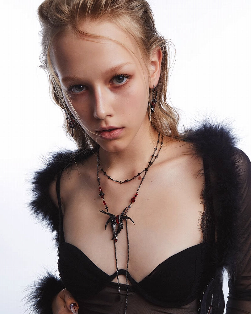 Raven Wings of Evil Tassel Necklace