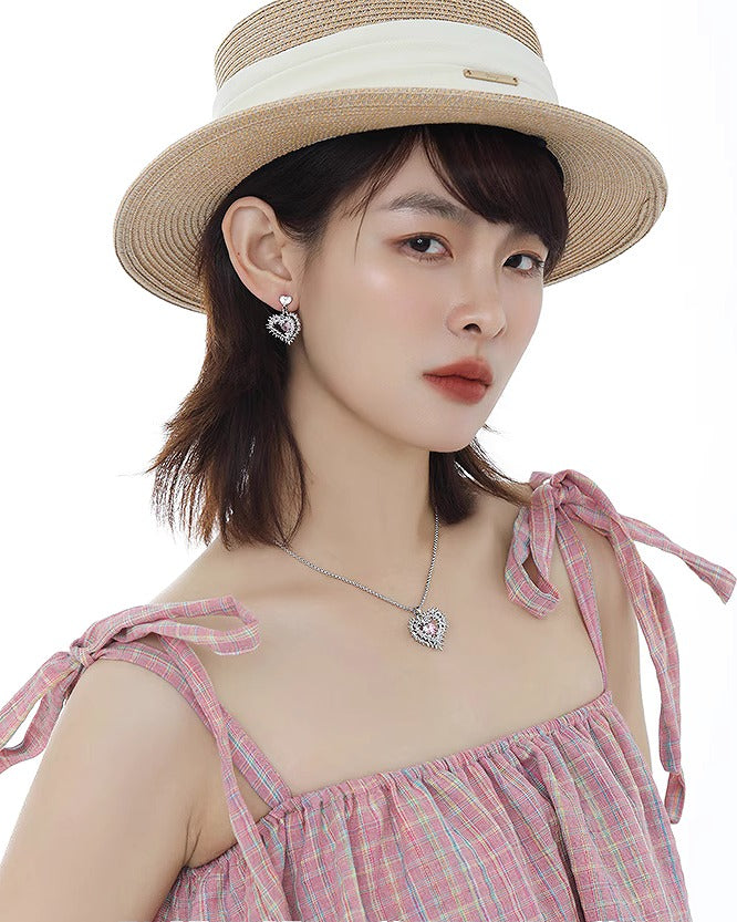 Pink Heart Spiked Thorn Necklace