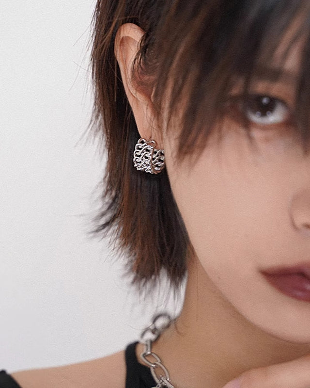 【SUMIYAKI】Net Half Circle Earrings pg1261