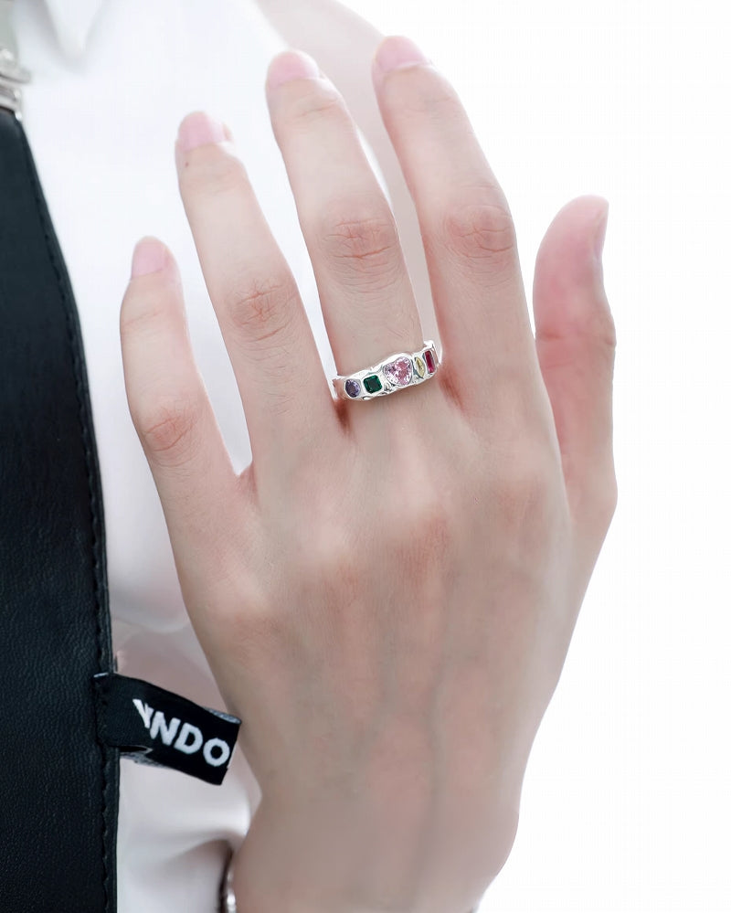 [1ST XULIE]Dopamine Color Treasure Sterling Ring pg599