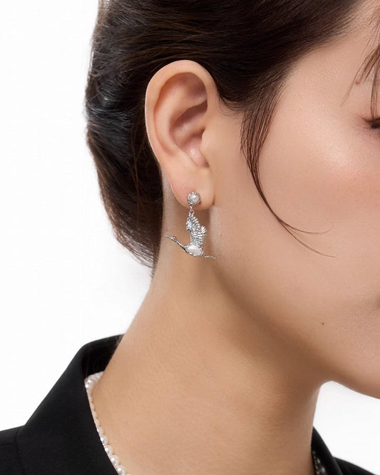 Flying Crane Pearl Earrings