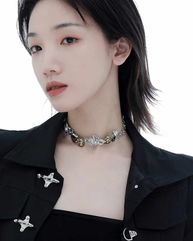 [1ST XULIE] Star Meteor Vintage Button Choker pg1735