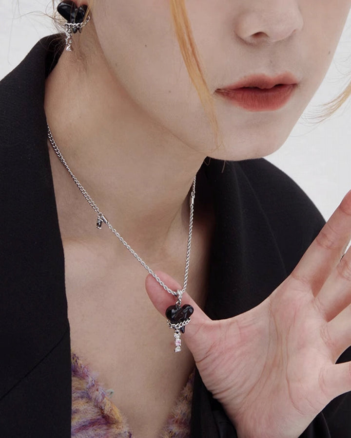 【Esak∞chi】Cool Teeth Black Necklace pg449