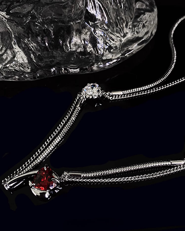 【Insomnia Artist】Crimson Pit Double-layer Red Love Necklace pg473