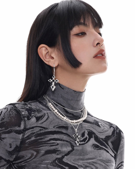 [SUMIYAKI] Baroque Cross Earrings & Necklace pg109