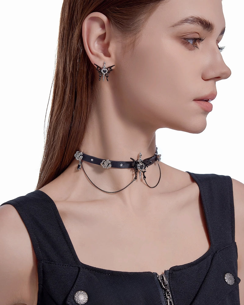 [MASW] Butterfly Dance Black Earrings pg258