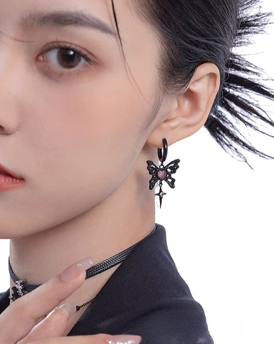 【MASW】Black & Pink Butterfly Earrings03 pg157