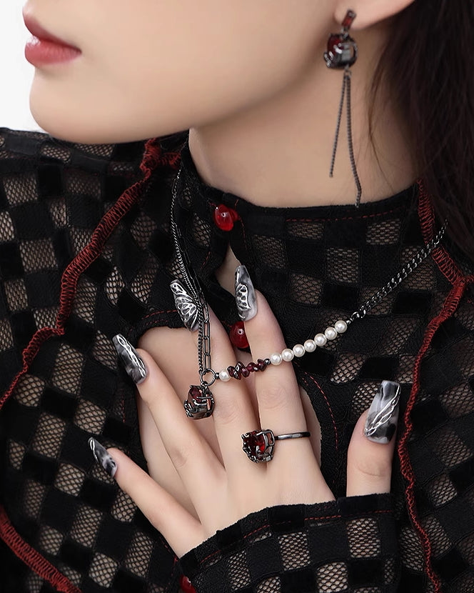 Pomegranate Red Heart Necklace