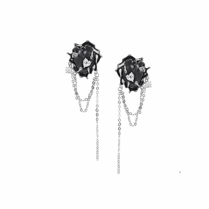 【SUMIYAKI】Nightmare Frosted Heart Tassel Earrings pg1272