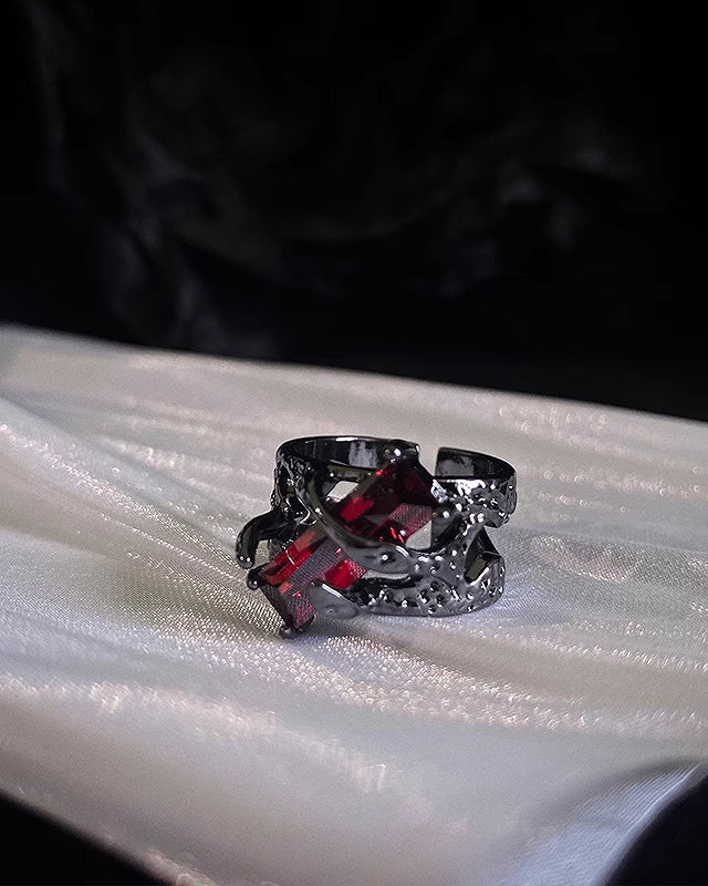 【Insomnia Artist】Mysterious Square Red Stone Ring pg1251