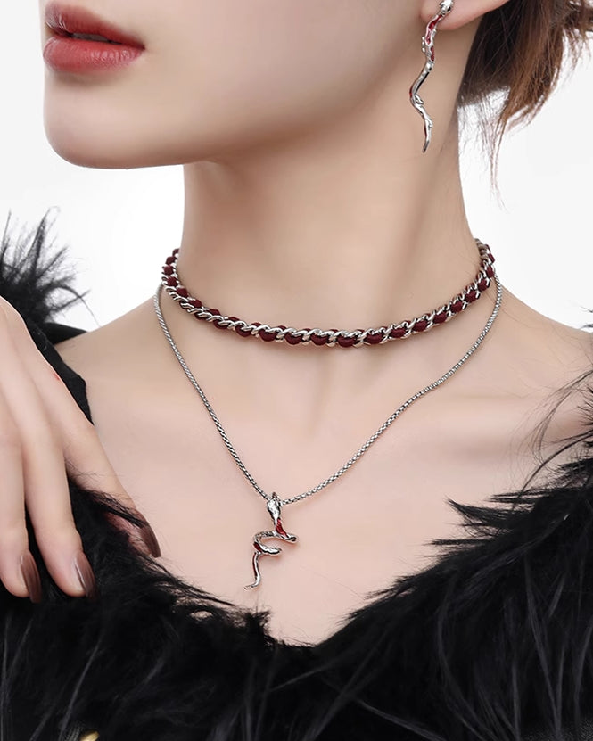 Red Snake Layer Necklace