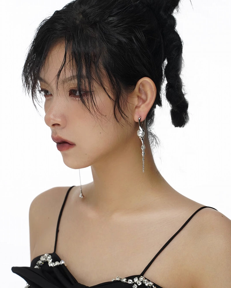[SUMIYAKI] Water Drop Long Tassel Earrings pg1983