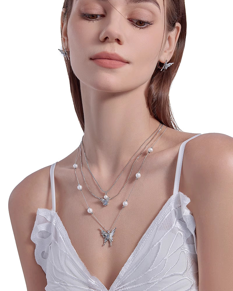 【MASW】Butterfly Dance Layer Pearl Necklace pg285