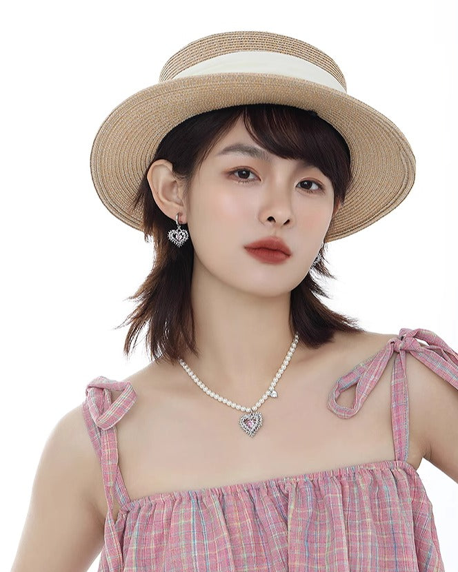 Pink Heart Spiked Thorn Earrings 02