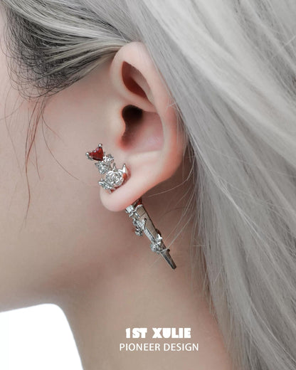 Dark Rose Cross Stud Earrings
