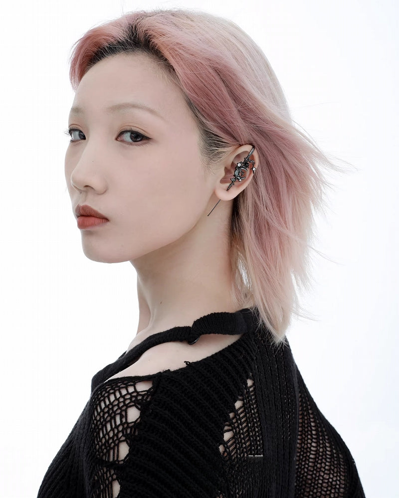 [1ST XULIE] Moon Black Earrings pg1231