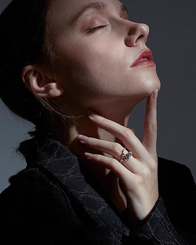 [FAITMAIN] Lunar Eclipse Stone Misaligned Water Drop Ring pg1159