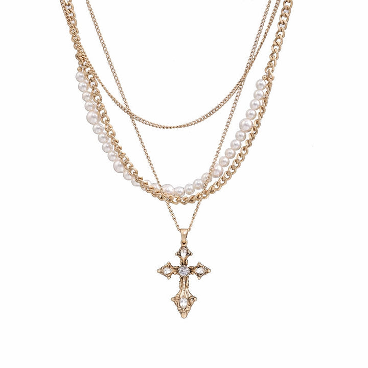 [SUMIYAKI] Baroque Cross Layers Necklace pg110