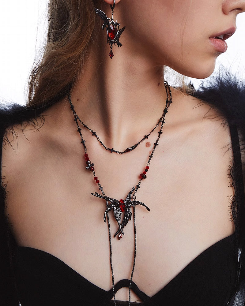 Raven Wings of Evil Tassel Necklace