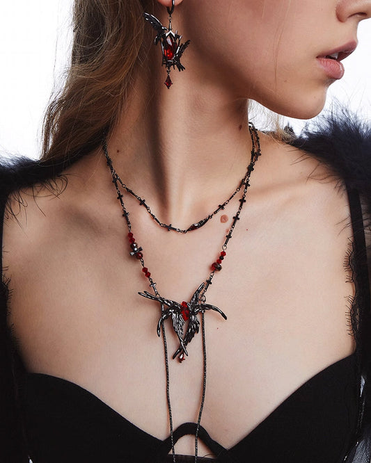 Raven Wings of Evil Tassel Necklace
