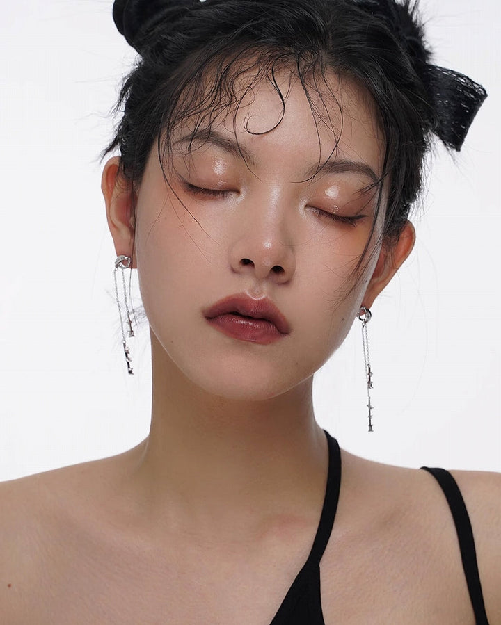 【SUMIYAKI】Whip Moss Mans Star Tassel Earrings pg1992