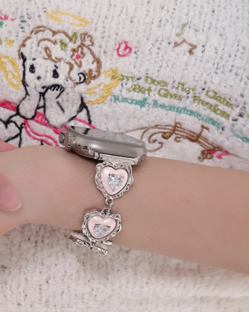 [SUMIYAKI] Apple Watch Metal Pearl & Heart Strap pg56