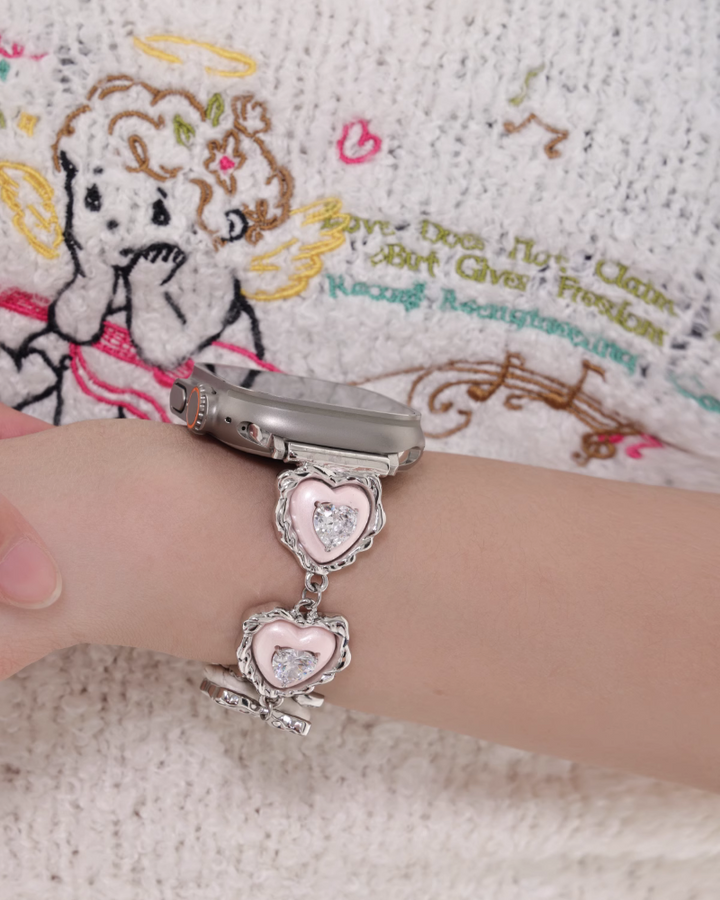 【SUMIYAKI】Apple Watch Metal Pearl & Heart Strap pg56