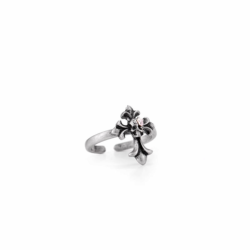 【SUMIYAKI】Skull Rose Cross Ring pg1620