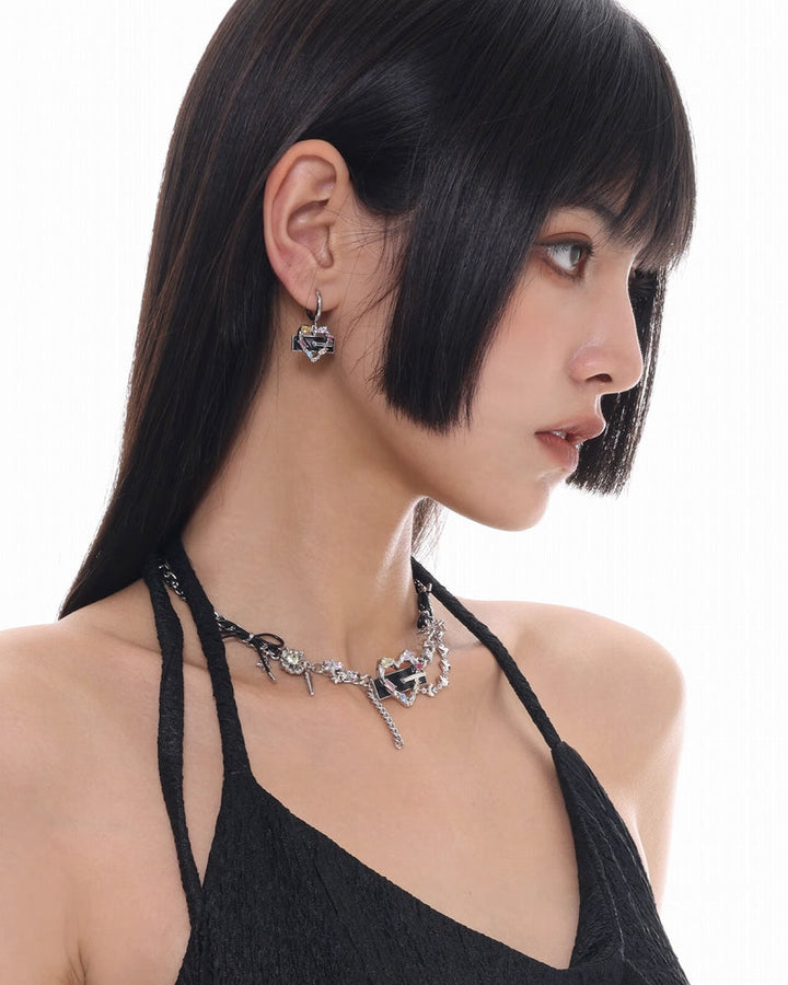 【SUMIYAKI】Punk Love Dark Black Earrings pg1408