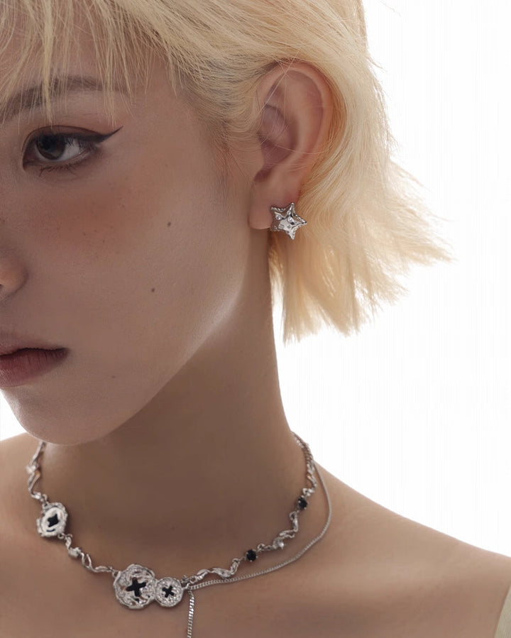 【SUMIYAKI】Three-dimensional Star Earrings pg1901