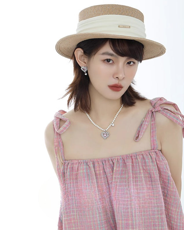 Pink Heart Spiked Thorn Earrings 01