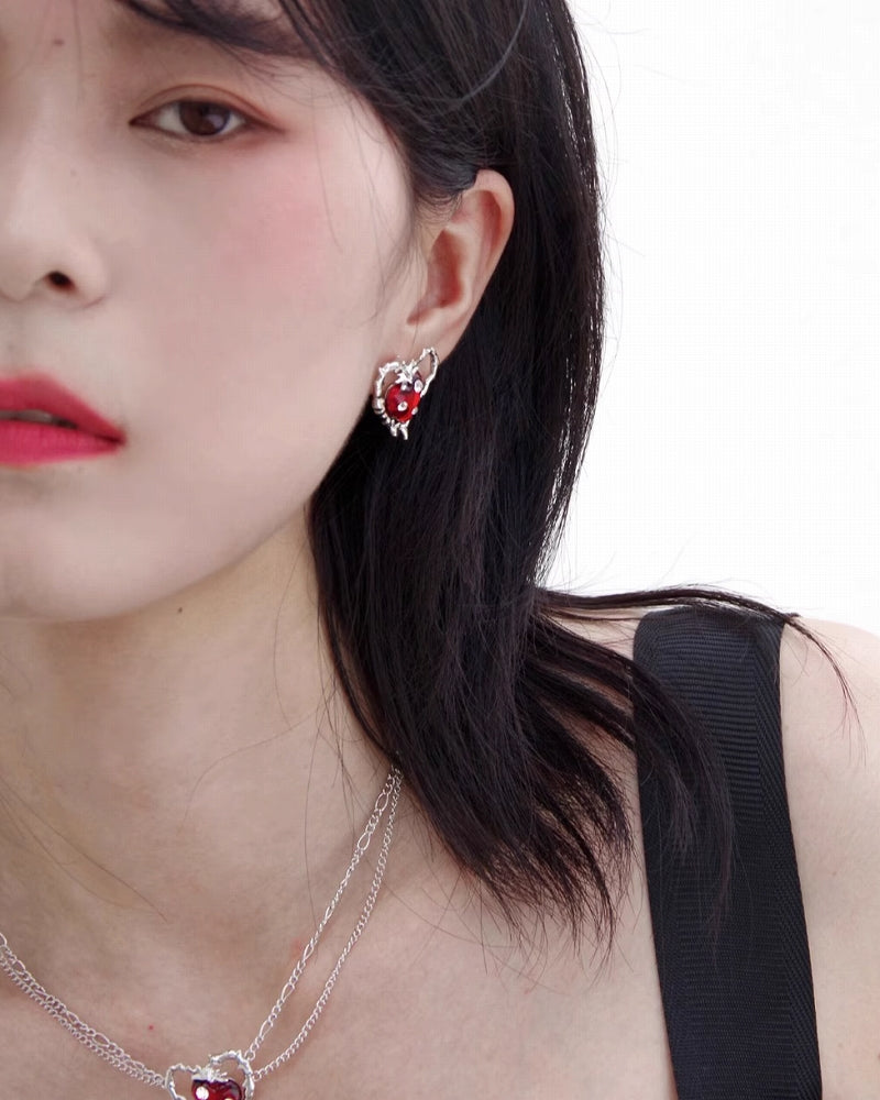 [Esak∞chi]Thorn Strawberry Love Heart Earrings pg1891