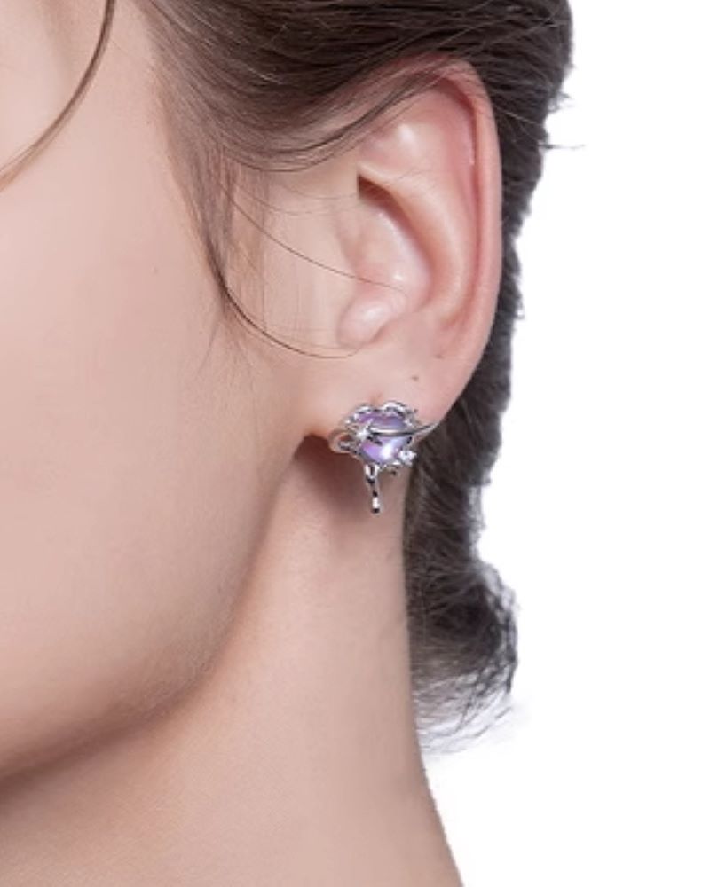 【MASW】Floating Life Dream Drop Heart Earrings pg761