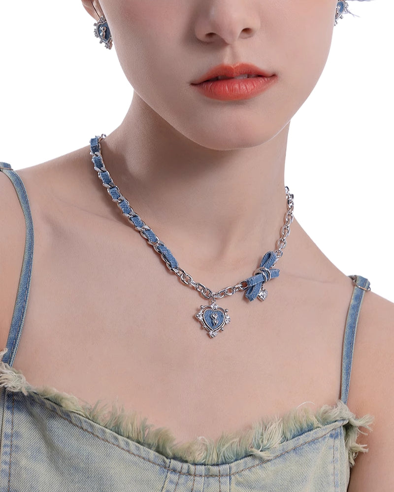 [MASW] Denim Love Braided Necklace pg576