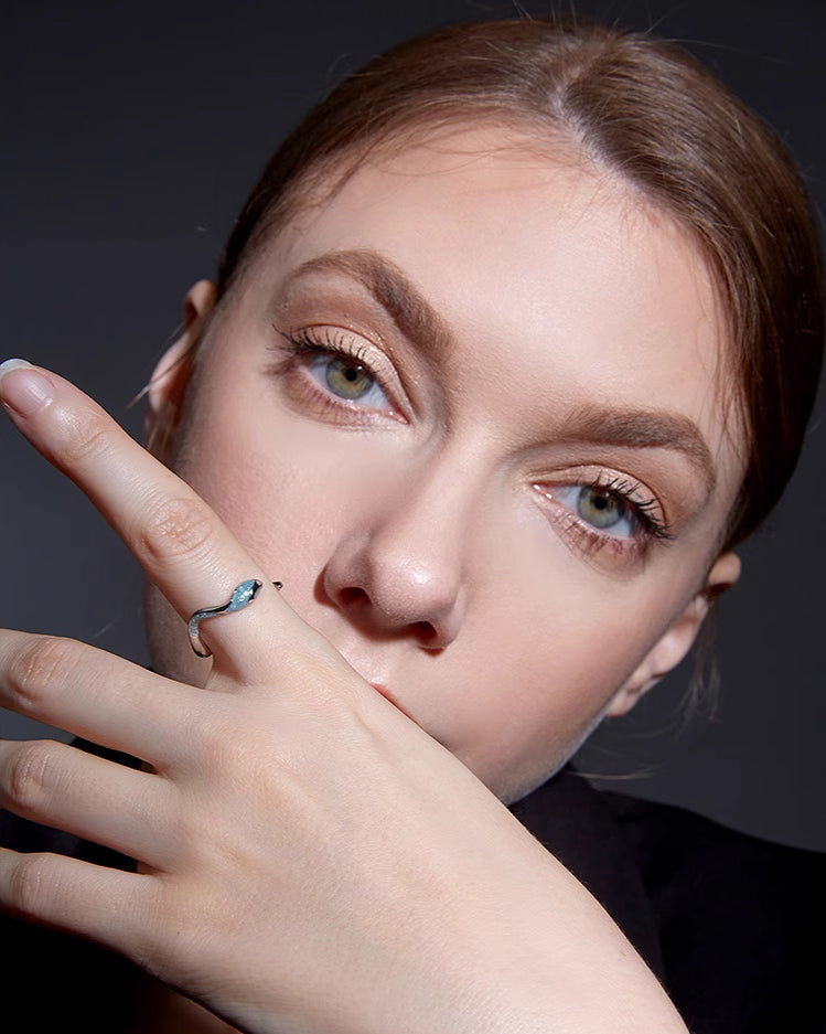 [FAITMAIN] Ice Blue Snake Ring pg994