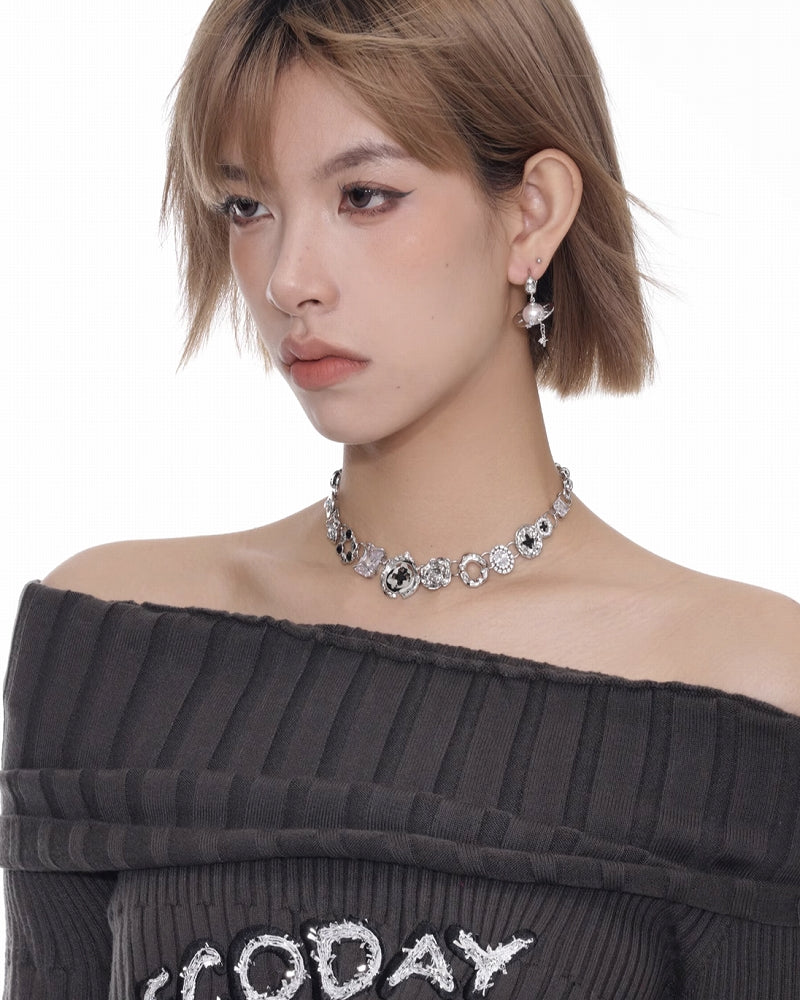 [SUMIYAKI] Vintage Button Colorful Beads Necklace pg1940