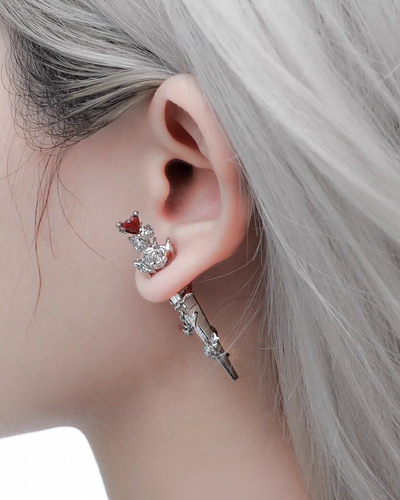 [1ST XULIE] Forbidden Rose Red Earrings pg826