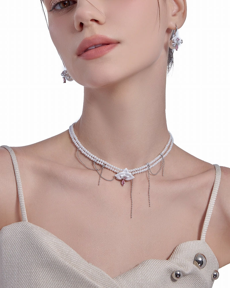 [MASW] Secret Garden Flower Pearl Choker pg1569