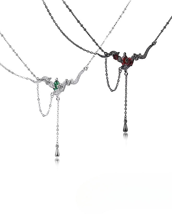 Snake Dance Rose Tassel Necklace 01