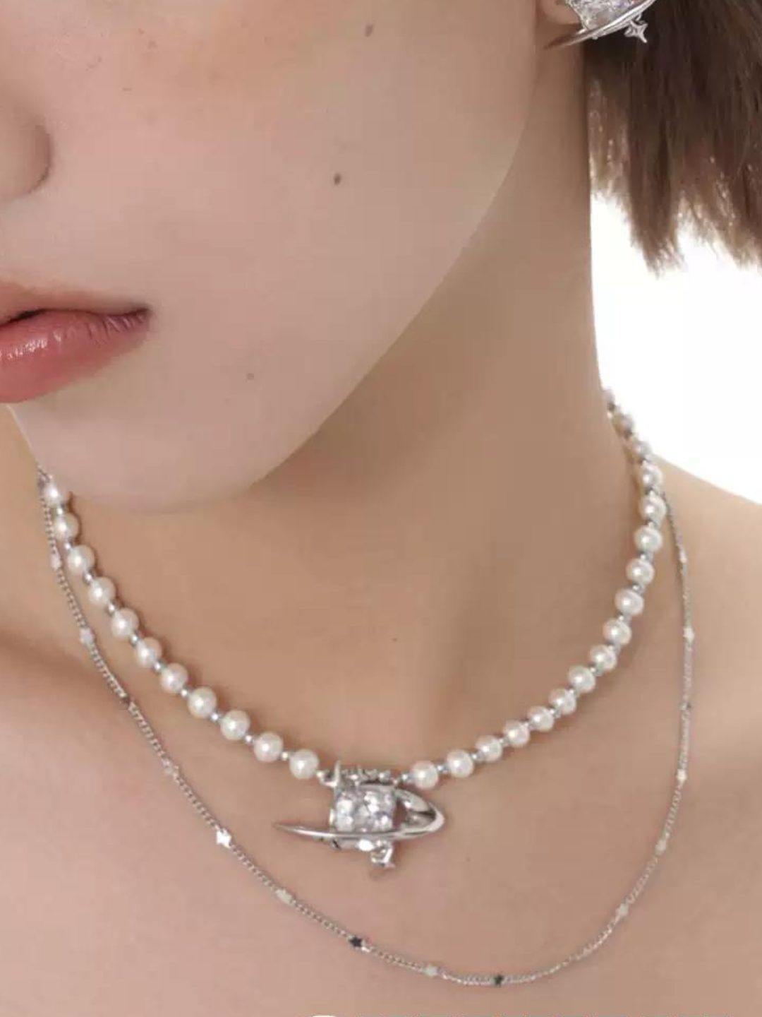 [SUMIYAKI] Starry Galaxy Double Layer Necklace pg1778